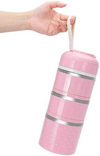 Medigo AirTight 3 Layer Lunch Box Handheld Tiffin Leak Proof Insulated Thermal Container for School Office Collage Pink - Image 4