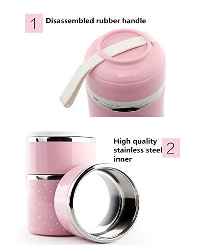 Medigo AirTight 3 Layer Lunch Box Handheld Tiffin Leak Proof Insulated Thermal Container for School Office Collage Pink - Image 2