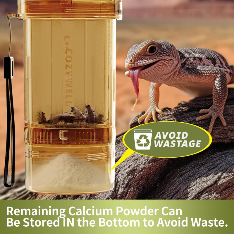 COZYWELL Cricket Calcium Powder Mixer for Reptiles,Easy-to-Use Cricket Keeper Calcium Shaker for Even Coating, Reptile Nutrition Dispenser Accessory for Bearded Dragon Gecko Lizard Turtle - Image 4