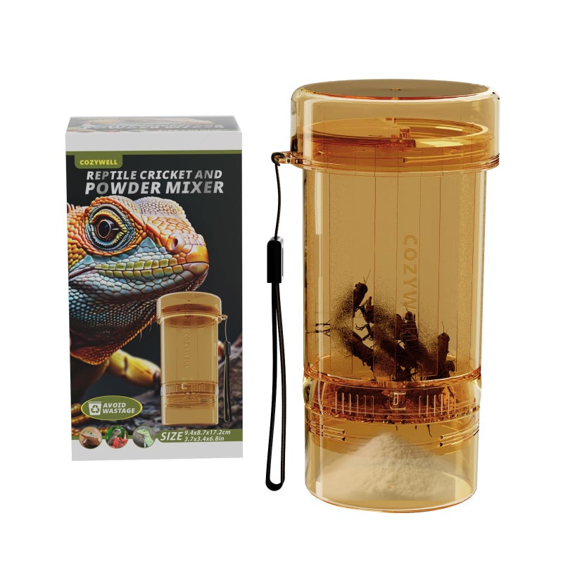COZYWELL Cricket Calcium Powder Mixer for Reptiles,Easy-to-Use Cricket Keeper Calcium Shaker for Even Coating, Reptile Nutrition Dispenser Accessory for Bearded Dragon Gecko Lizard Turtle - Image 1