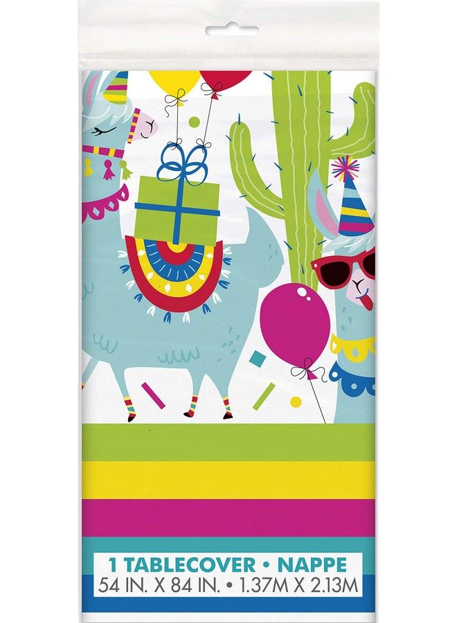 Unique Llama Party Rectangular Plastic Table Cover ; 54" X 84" ; 1 Pc - Image 1
