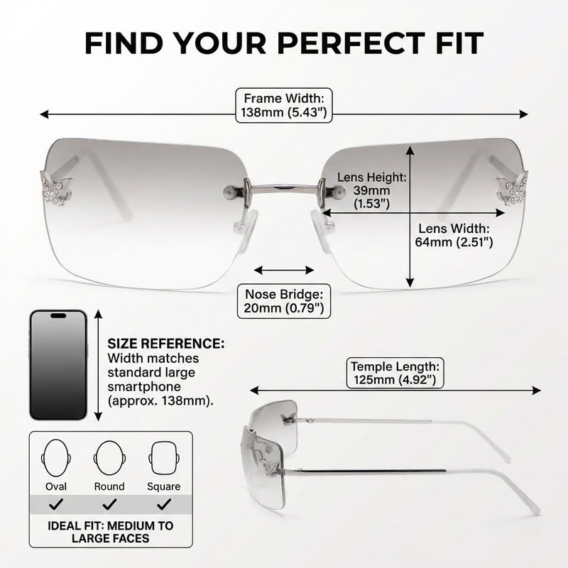 GLARDEFE Y2k Sunglasses for Women - Trendy Rimless 2000s Fashion Sun Glasses Rave Shades(Silver/Silver) - Image 5