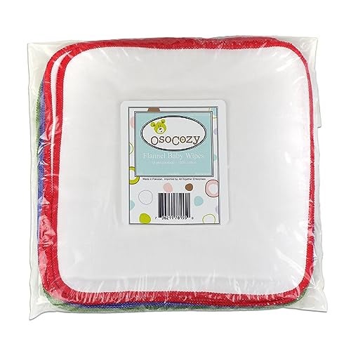 OsoCozy Flannel Cloth Baby Wipes - Reusable & Washable Saves Money - White 100% Cotton - Soft and Durable - Colorful Stitching - 8 x 8 inches, 15 Count (Pack of 1) - Image 4
