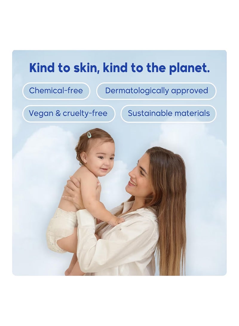 كيم آند كيمي حفاضات Kim & Kimmy الصديقة للبيئة، مقاس 6 (15-20 كجم)، 38 حفاضاً - حماية من التسرب لمدة 12 ساعة، تمنع الطفح الجلدي، لا تسبب الحساسية، فائقة النعومة وعالية الامتصاص - خالية من القسوة ونباتية - "غيوم صغيرة" - Image 4