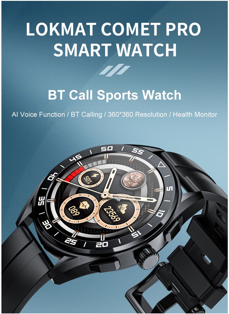 LOKMAT - COMET PRO Smart Watch 1.32''Full-touch Screen BT Call AI Voice Assistant Black - Image 1