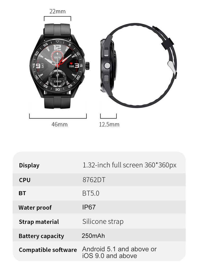 LOKMAT - COMET PRO Smart Watch 1.32''Full-touch Screen BT Call AI Voice Assistant Black - Image 1
