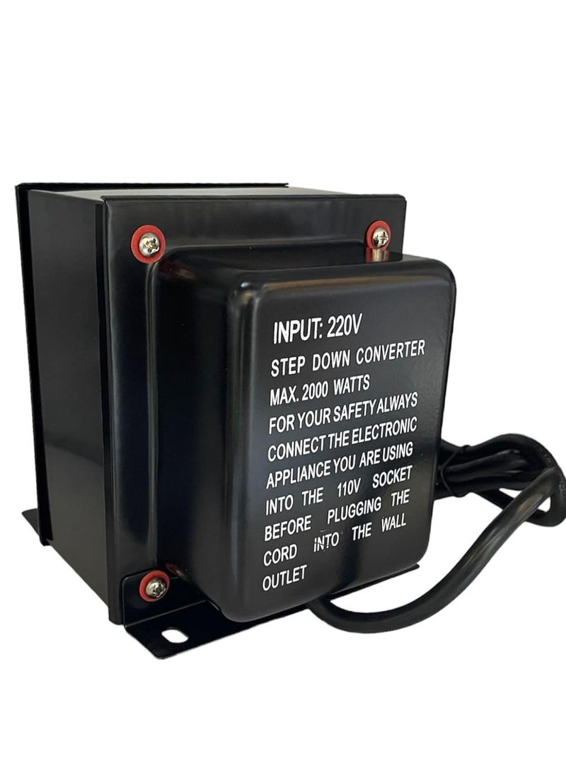 Lucky Sky 2000W Watt Step Down Transformer 220 Volt to 110 Volt Voltage Converter, Universal 3 Pin UK With Power Cord For Household Electrical Appliance Voltage Converter (220V TO 110V 2000W).  - Image 3