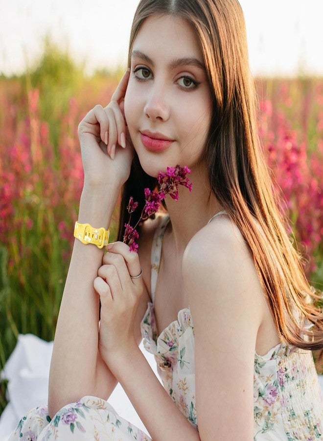 Witzon Cute Floral Band Compatible with Apple Watch Bands For Women 38mm 42mm 41mm 40mm 44mm 45mm 46mm 49mm, Engraved Flower Soft Silicone Inlay Strap for iWatch Series 11 10 9 8 7 6 5 4 3 2 SE Ultra - Image 2