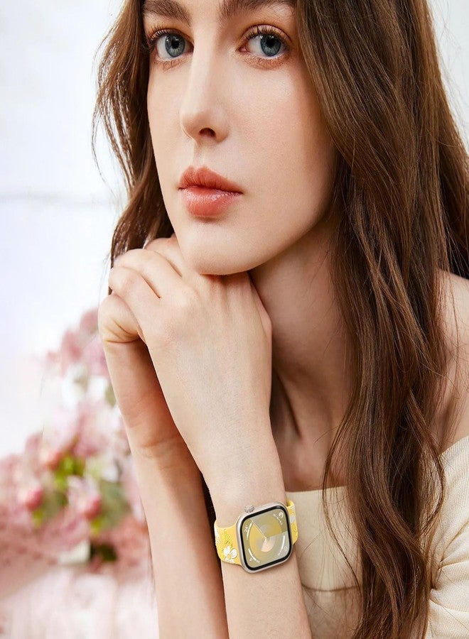 Witzon Cute Floral Band Compatible with Apple Watch Bands For Women 38mm 42mm 41mm 40mm 44mm 45mm 46mm 49mm, Engraved Flower Soft Silicone Inlay Strap for iWatch Series 11 10 9 8 7 6 5 4 3 2 SE Ultra - Image 5