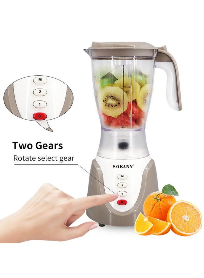sokany Sokany 2-In-1 Elegant 1.5L Unbreakable Polycarbonate Jar Blender with Grinding Mill – Beige&White – 600W  - Image 3