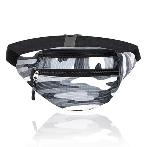 Kuber Industries Waist Bag | Waist Bag Pouch for Men | Waist Bag Pouch for Women | Waist Bag for Boys | Waist Bags for Girls | Polyester Belt Fanny Pack | Printed Chest Bag | Gray - Image 1