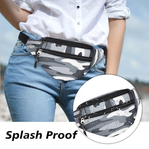 Kuber Industries Waist Bag | Waist Bag Pouch for Men | Waist Bag Pouch for Women | Waist Bag for Boys | Waist Bags for Girls | Polyester Belt Fanny Pack | Printed Chest Bag | Gray - Image 2