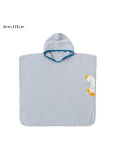 Full Cotton Gauze Childrens Hooded Cape Bath Towel Swimming Cap Beach Towel Soft Comfortable Casual Style For Boys Girls Gray (cartoon)