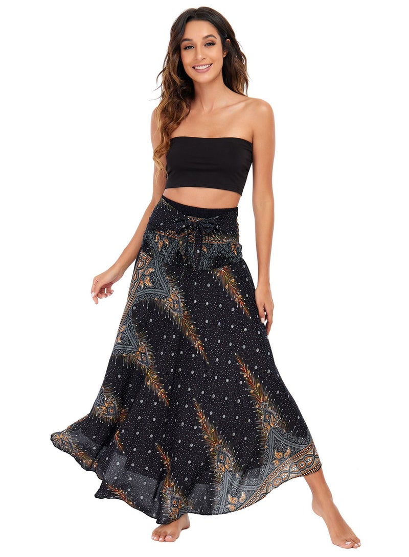 Loquat Casual Dress Half Skirt Beach Vacation Skirt Two Dresses Full Skirt Black  - Image 2