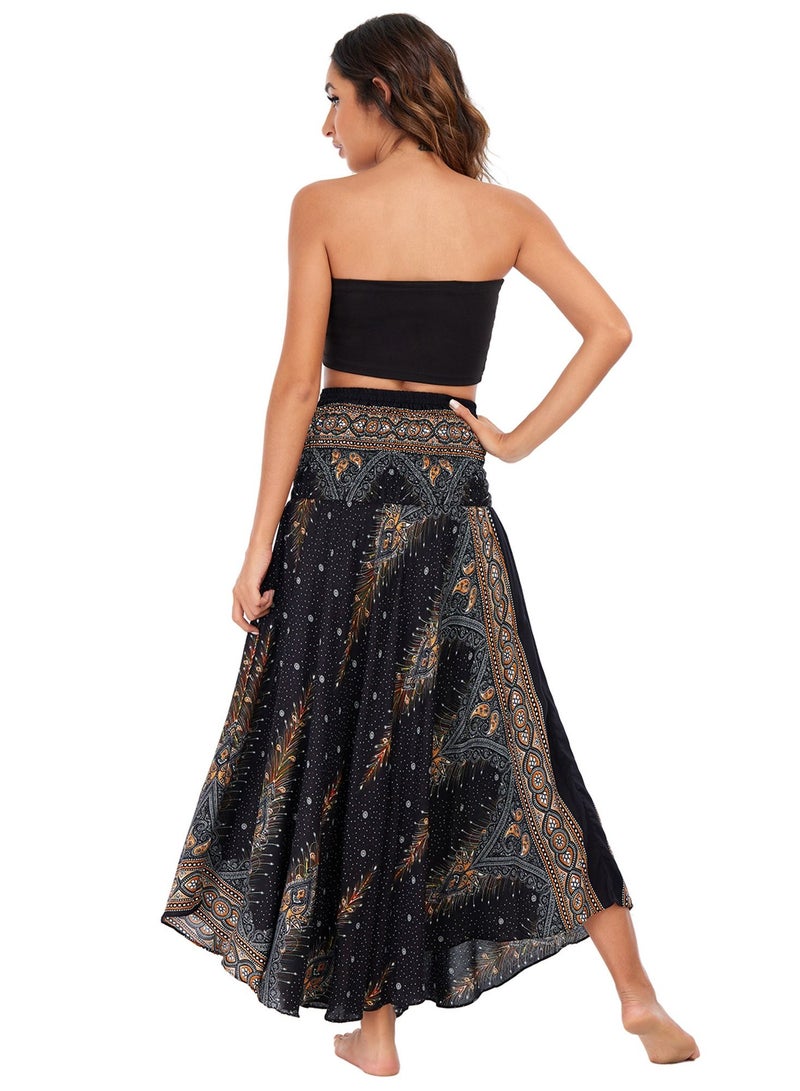 Loquat Casual Dress Half Skirt Beach Vacation Skirt Two Dresses Full Skirt Black  - Image 3