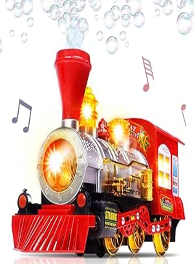 ArtCreativity Bubble Blowing Toy Train with Lights and Sounds - Includes 5oz Bubble Solution and Plastic Funnel - Moving Bump and Go Steam Locomotive for Kids for Boys and Girls