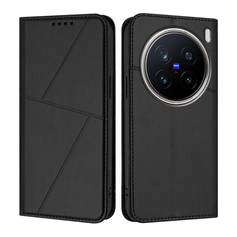 إيروريكس جراب هاتف من الجلد القوي المغناطيسي المصقول لهاتف vivo X200 Pro (أسود) - Image 1