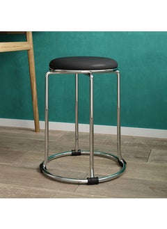INDIAN DECOR INDIAN DECOR 45221 Stacking ChairsStools Home Stainless Steel Dining Stool Round Stool Living Room Metal Sofa Stool Shoe Changing Stool Makeup Stool 45CM Pack of 1Black  - Image 2