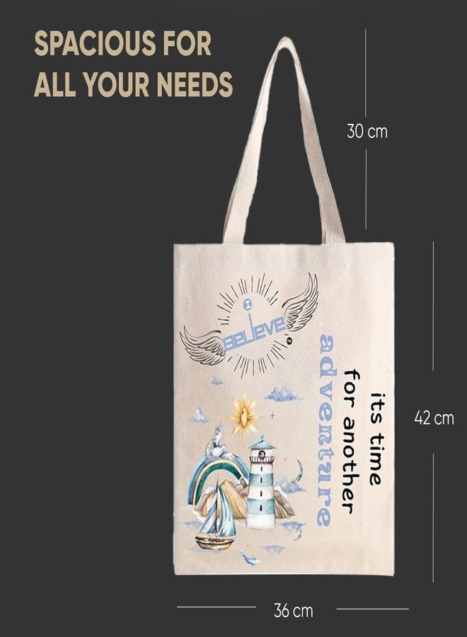 STRUTT Foldable Canvas Tote Bag for Women, Tote Bag for College Girls,100% Organic Cotton Reusable Shopping Bag for Grocery, Eco-Friendly Multi-Purpose Bag for Travel & Daily Use - in Adventures - Image 5