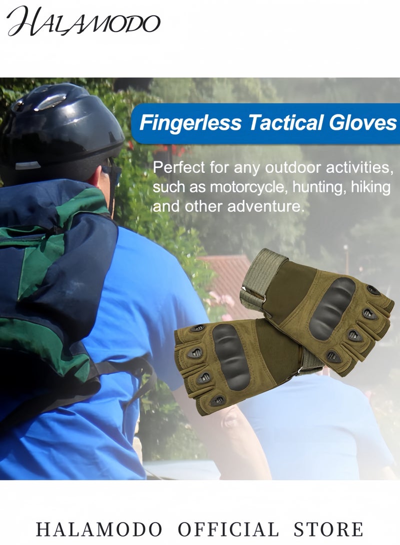 HALAMODO Tactical Fingerless Gloves for Men & Women Gym Gloves with Full Palm Padding Protective Gloves for Motorcycling Cycling Hiking  - Image 2