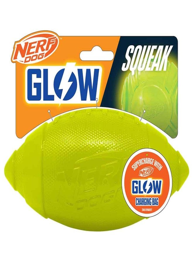 Nerf Dog 7in TPR Glow Classic Squeak Football Dog Toy -Green - Image 1