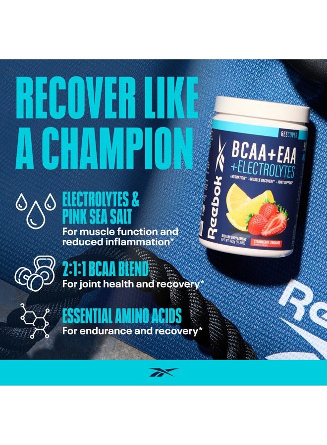 Reebok REECover Amino Acids + Electrolytes | 8g EAAs, 5g BCAAs, Hydration Matrix | Muscle Recovery, Strength | Post-Workout Support | 30 Servings | Strawberry Lemonade - Image 3