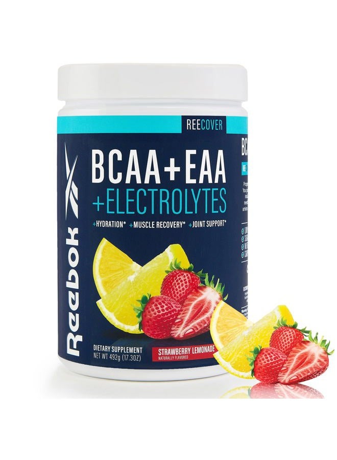 Reebok REECover Amino Acids + Electrolytes | 8g EAAs, 5g BCAAs, Hydration Matrix | Muscle Recovery, Strength | Post-Workout Support | 30 Servings | Strawberry Lemonade - Image 1