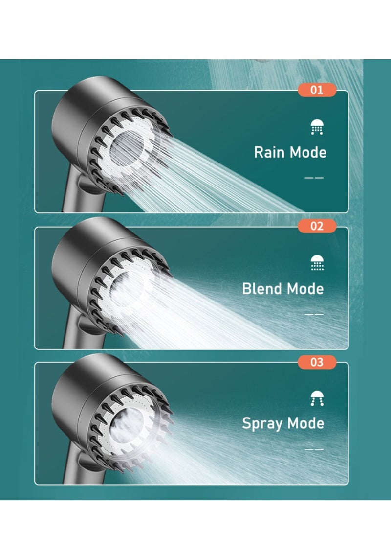 Filtered Shower Head - Universal Connection, Three-Speed Adjustment, One-Touch Water Stop - Ideal for Bathroom Accessories with Handheld Spray Combo - Image 3