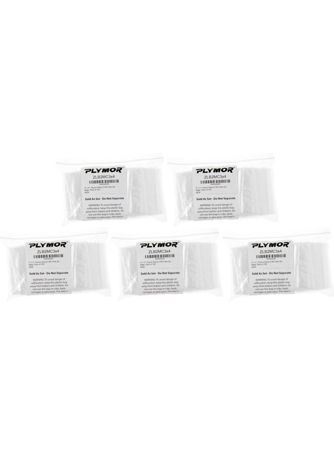 Plymor 3" × 4"، أكياس بلاستيكية قابلة للإغلاق بسحاب بسماكة 2 مل، عبوة من 500 - Image 2