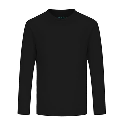 Opna Boys and Girls Long Sleeve Shirts Athletic Youth Compression Shirt for Kids with Moisture Wicking UV Protection, Rash Guard Swim Shirts for Baseball Football Sports Black - Image 1