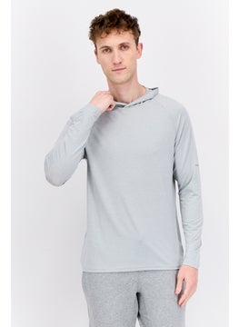 Swiss Alps Men Hooded  Long Sleeves Chambray Sweatshirt, Light Grey  - Image 1