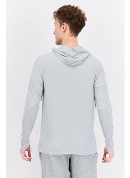 Swiss Alps Men Hooded  Long Sleeves Chambray Sweatshirt, Light Grey  - Image 3