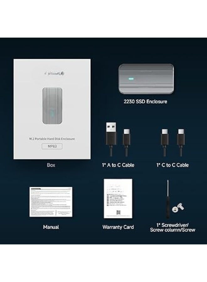 SSD Enclosure – High-Speed USB 3.2 Gen 2 (10Gbps) – M.2 NVMe PCIe External Adapter for 2230 SSDs – Durable & Easy-to-Use for Daily Storage Needs - Image 2