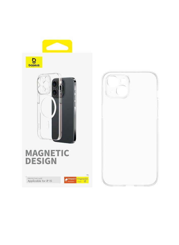 بيسوس OS-Baseus Lucent Series Magnetic Phone Case for iP 15, Clear - Image 1