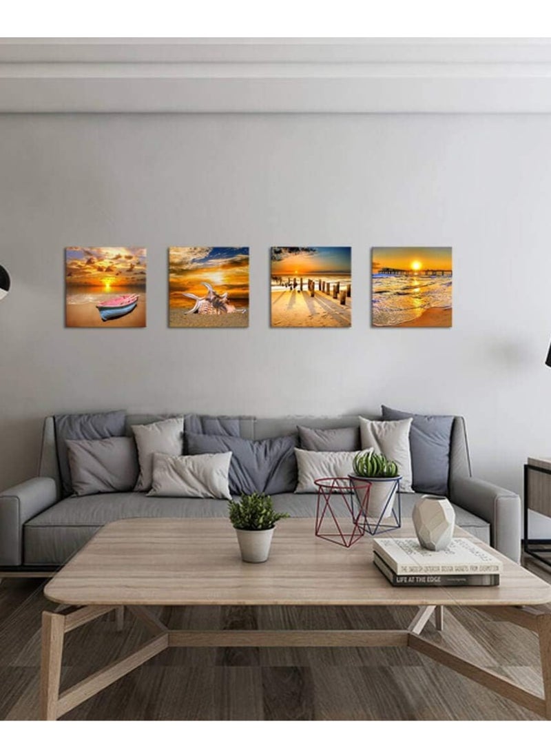 Decorior Modern art panel, 4 pieces, 60X60CM, 30mm thick, high-quality digital printing - UV layer to protect colors - decoration for rooms, offices, and gifts - easy to install - no nails required, self-adhesive - Image 2