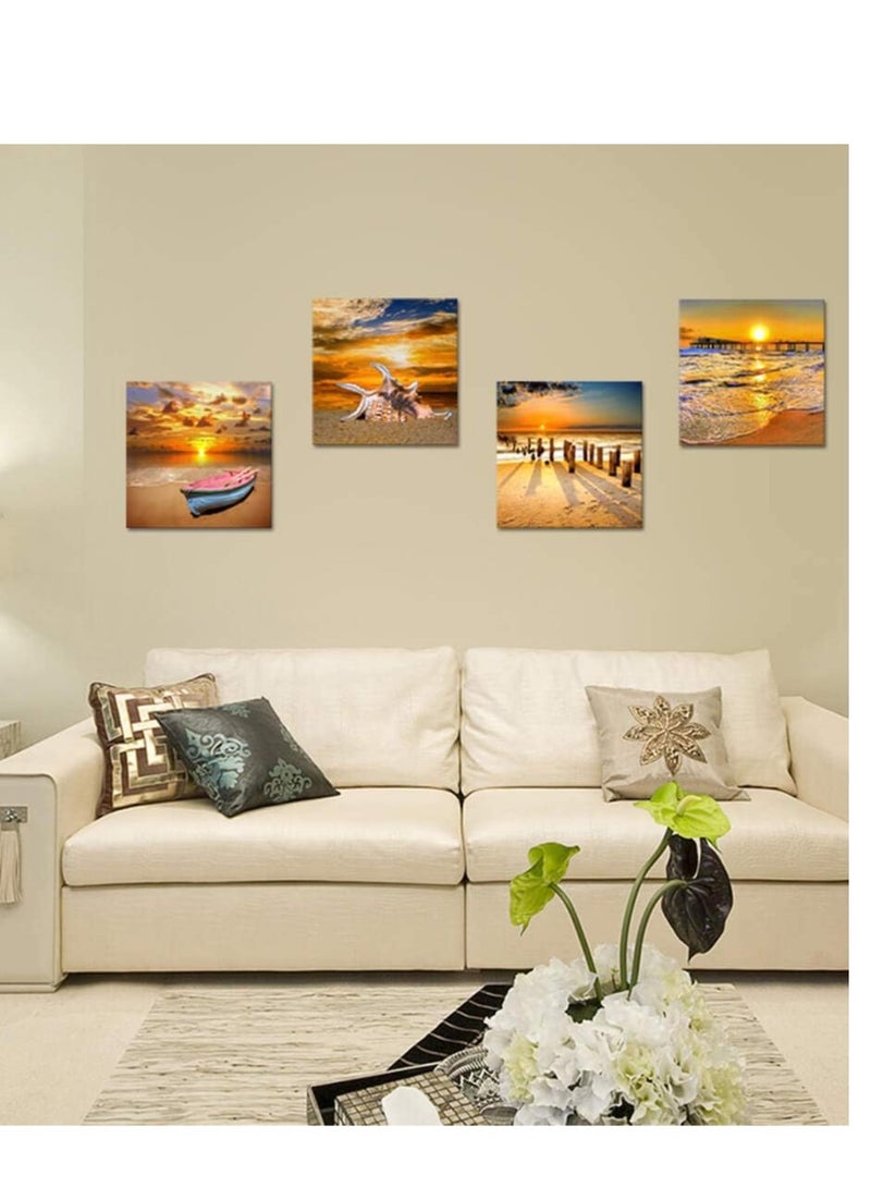 Decorior Modern art panel, 4 pieces, 60X60CM, 30mm thick, high-quality digital printing - UV layer to protect colors - decoration for rooms, offices, and gifts - easy to install - no nails required, self-adhesive - Image 3