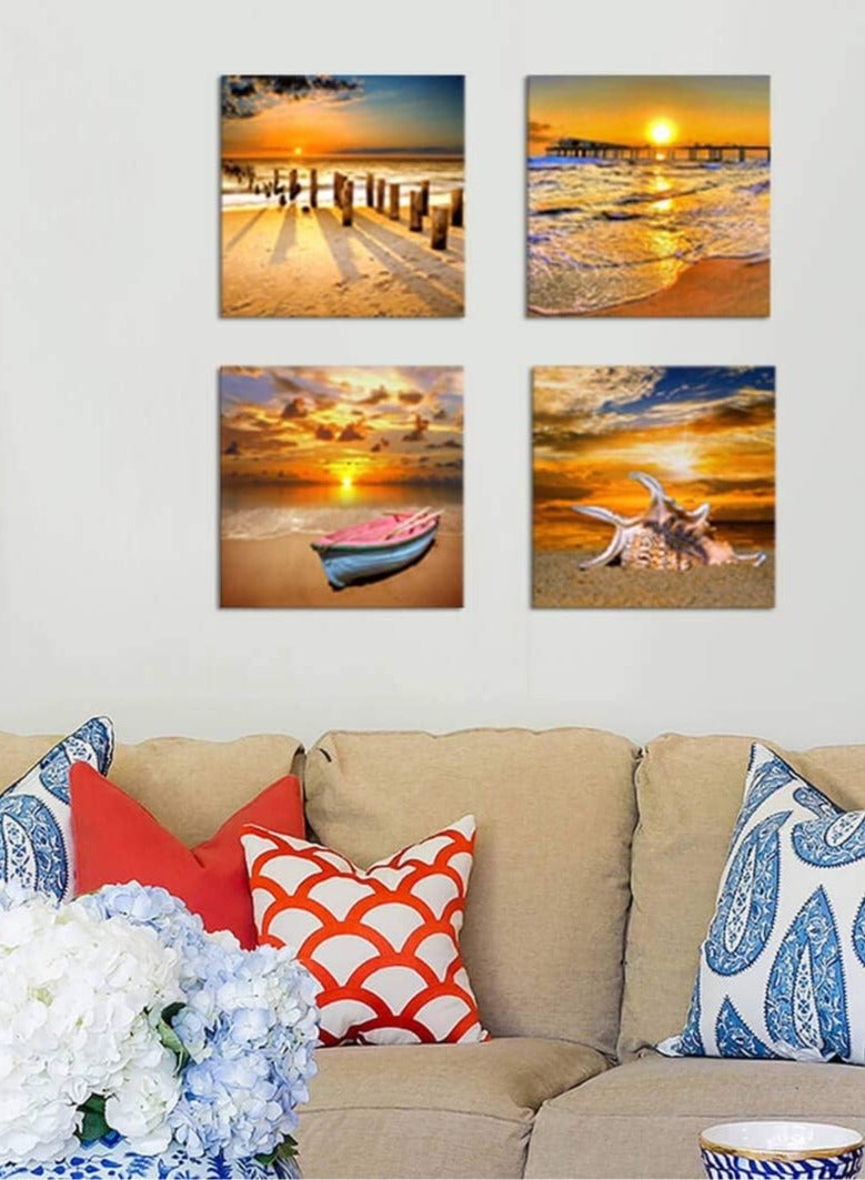 Decorior Modern art panel, 4 pieces, 60X60CM, 30mm thick, high-quality digital printing - UV layer to protect colors - decoration for rooms, offices, and gifts - easy to install - no nails required, self-adhesive - Image 5