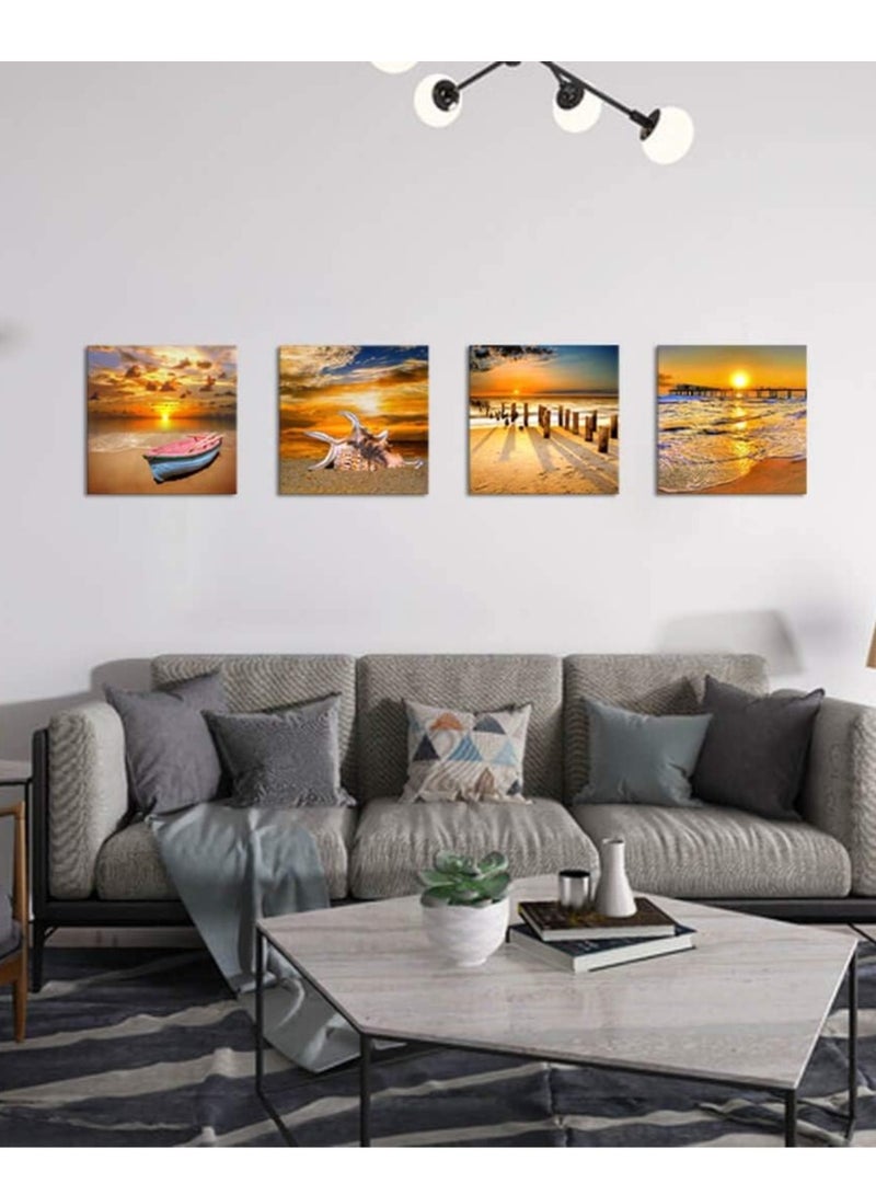 Decorior Modern art panel, 4 pieces, 60X60CM, 30mm thick, high-quality digital printing - UV layer to protect colors - decoration for rooms, offices, and gifts - easy to install - no nails required, self-adhesive - Image 4