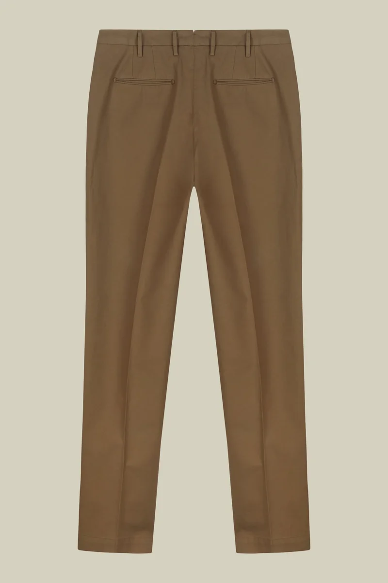 Doppelganger Brown Classic regular fit twill trousers for men - Nut for Men | Best Price UAE