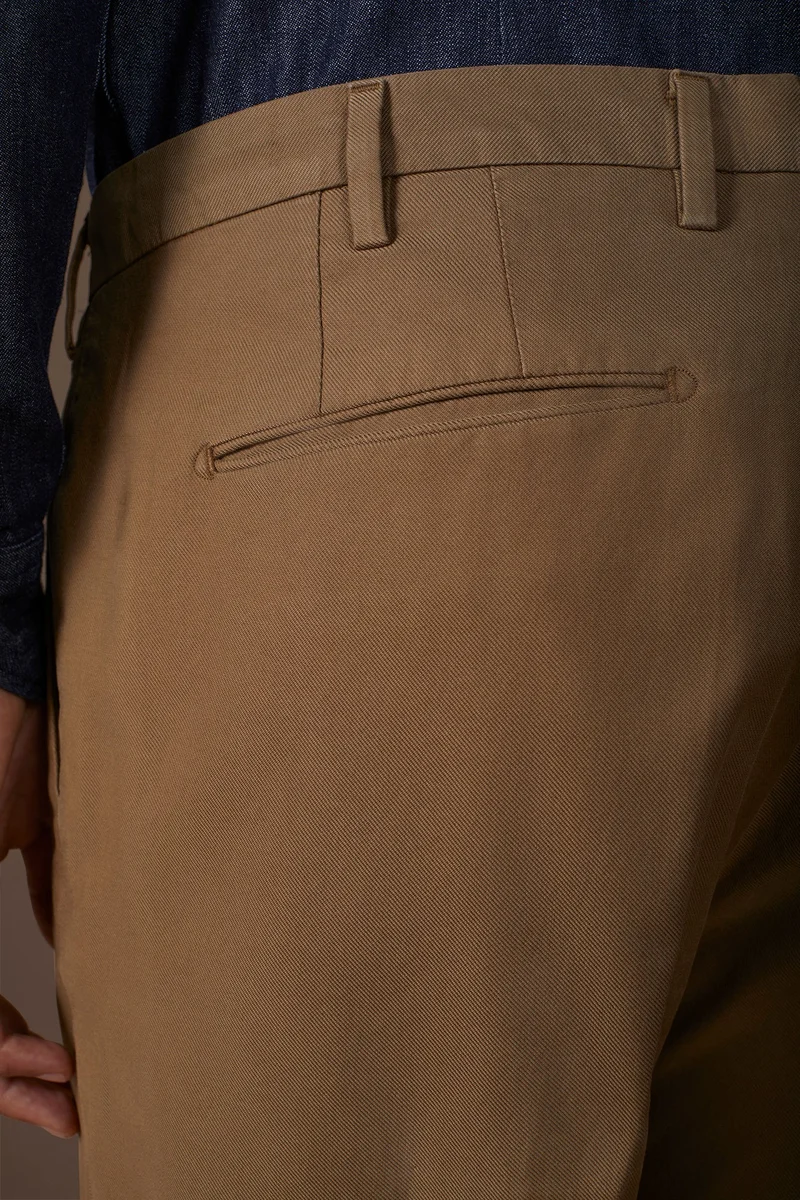 Doppelganger Brown Classic regular fit twill trousers for men - Nut for Men | Best Price UAE