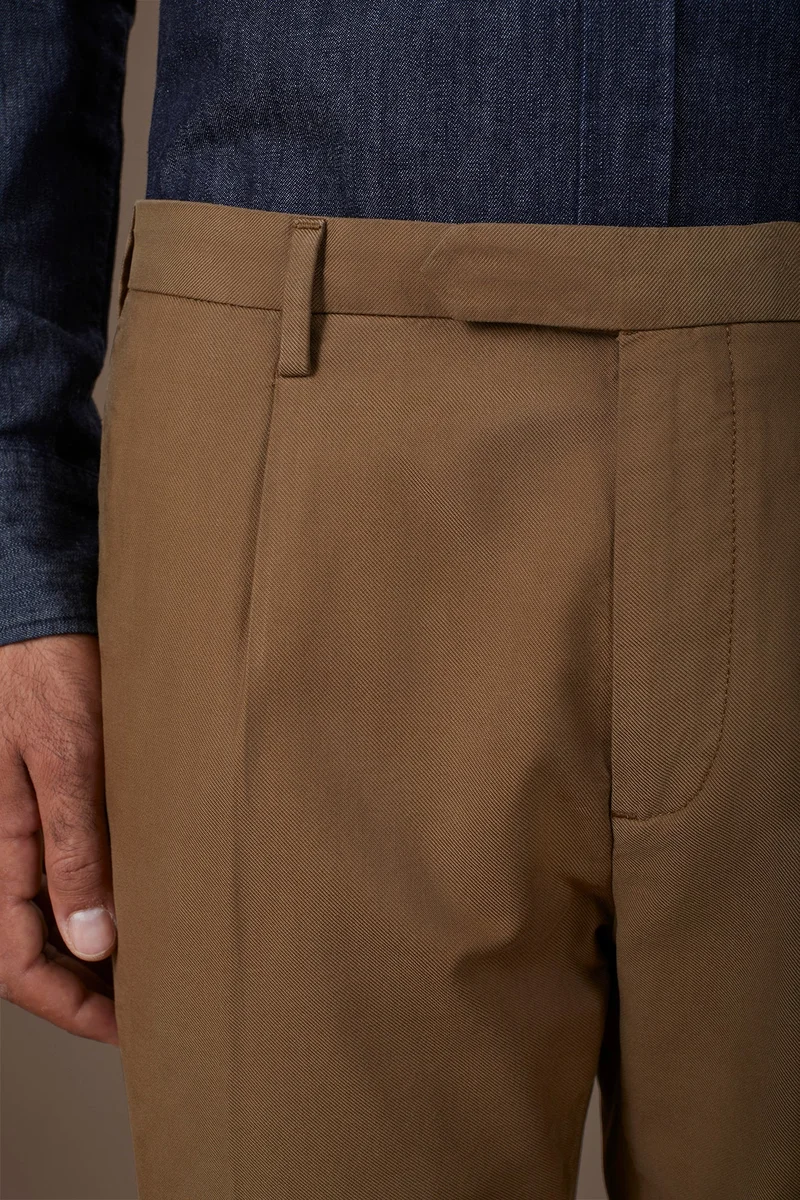 Doppelganger Brown Classic regular fit twill trousers for men - Nut for Men | Best Price UAE