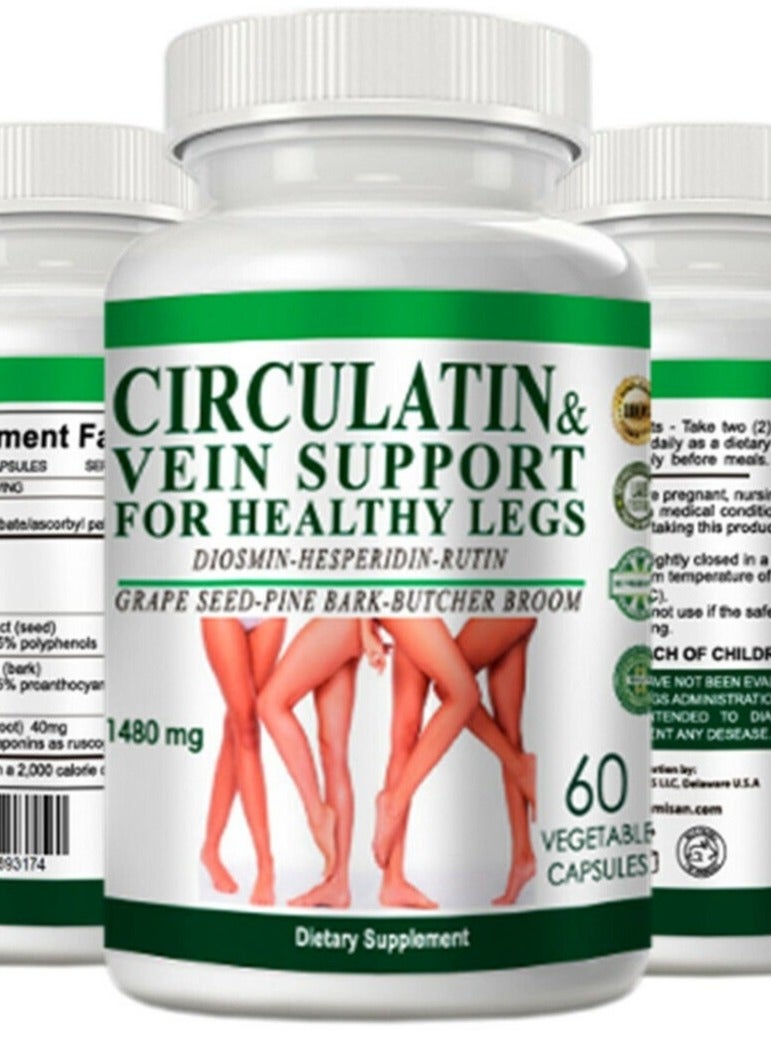 Supports Leg Vein Health and Varicose Veins 1480 mg, 60 Capsules