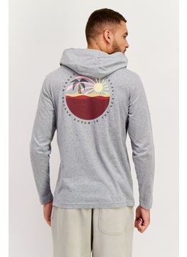 Hurley Men Sportwear Fit Long Sleeve Outdoor Hooded Sweatshirt, Grey  - Image 3