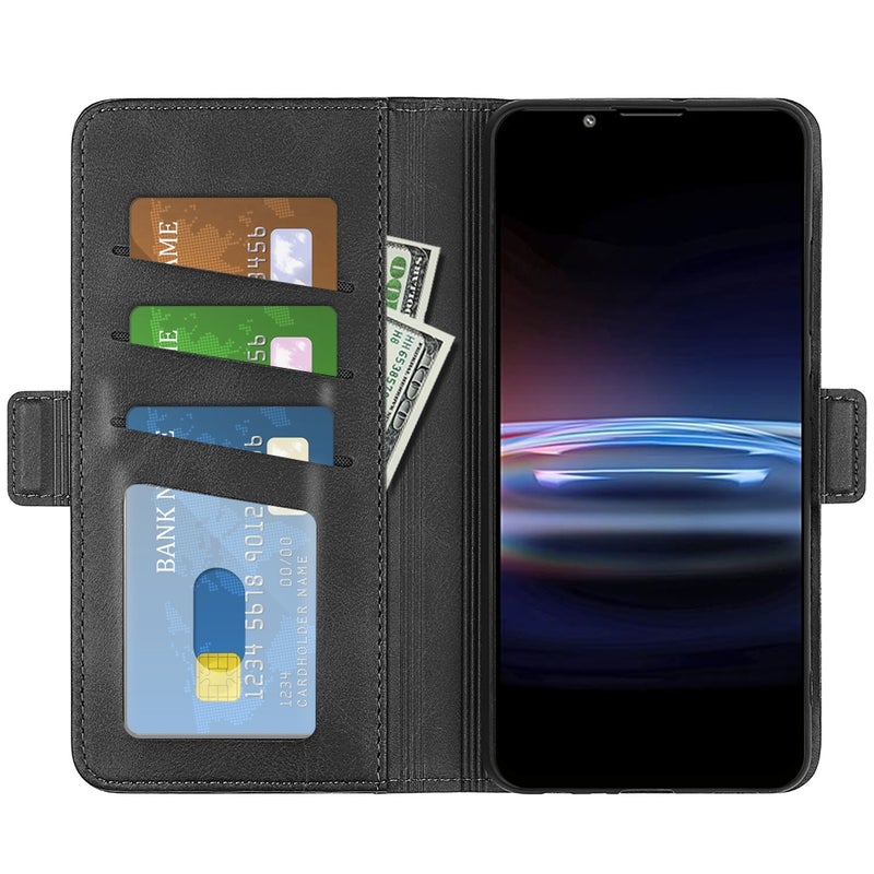 HuHa Case Cover For Sony Xperia Pro-I Dual-side Magnetic Buckle Horizontal Flip Phone Leather Case with Holder & Card Slots & Wallet(Black) - Image 5