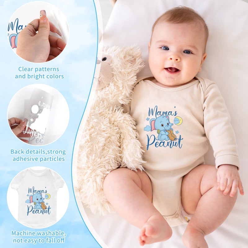 EoBeCy 36 Sheets Baby Shower Games Iron on Transfers for T-Shirts, Cute Baby Boy DTF Transfers Ready to Press Heat Transfers Vinyl, Iron on Patches Decals for Baby Clothes Bibs Bodysuit DIY Crafts - Image 3
