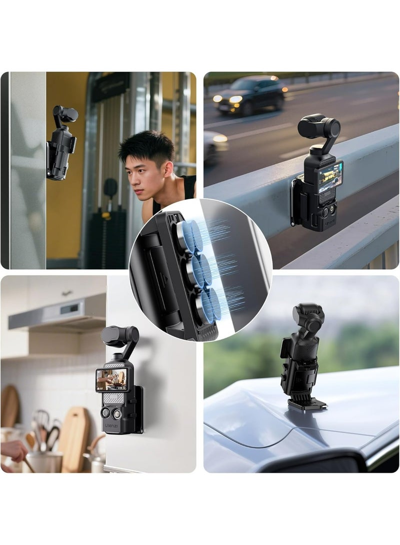 يولانزي حامل مغناطيسي يولانزي PK15 متوافق مع ملحقات DJI Osmo Pocket 3 الأساسية، جراب Pocket 3 لسطح المكتب بمقبض ومقبض لتصوير الفيديو للسيارة والثلاجة والسور وأي سطح معدني - Image 4