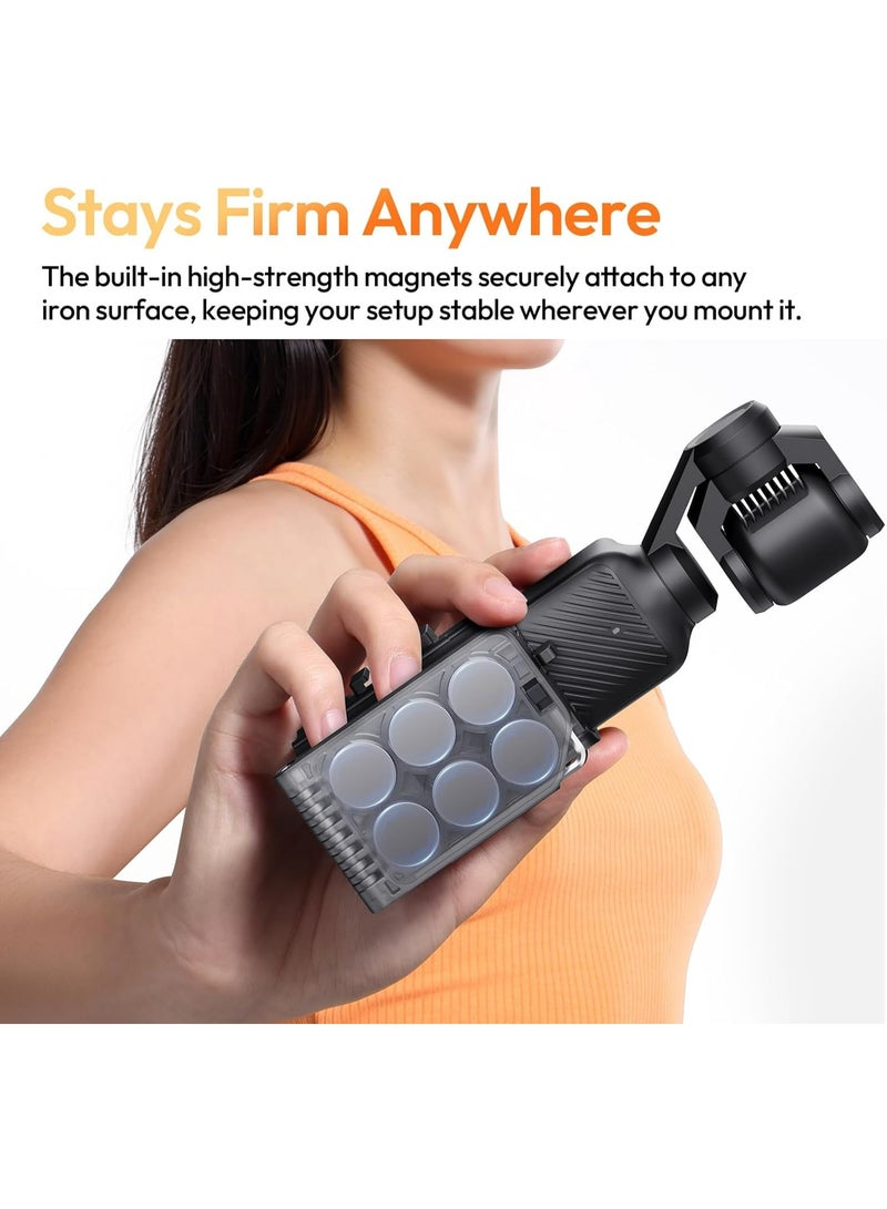 يولانزي حامل مغناطيسي يولانزي PK15 متوافق مع ملحقات DJI Osmo Pocket 3 الأساسية، جراب Pocket 3 لسطح المكتب بمقبض ومقبض لتصوير الفيديو للسيارة والثلاجة والسور وأي سطح معدني - Image 3