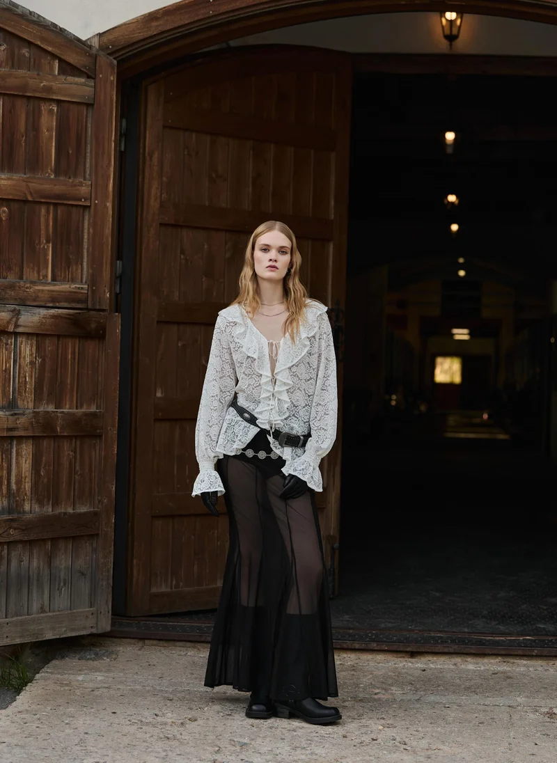 Lichi Semi-transparent maxi skirt