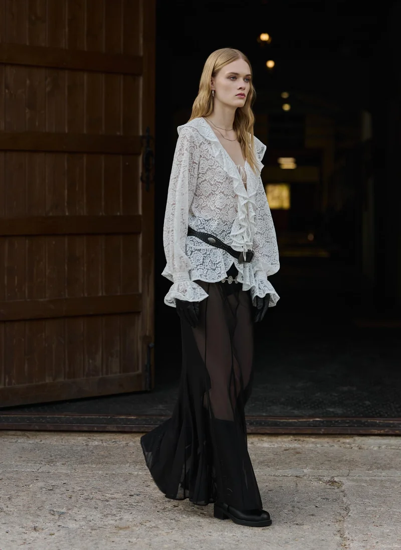 Lichi Semi-transparent maxi skirt