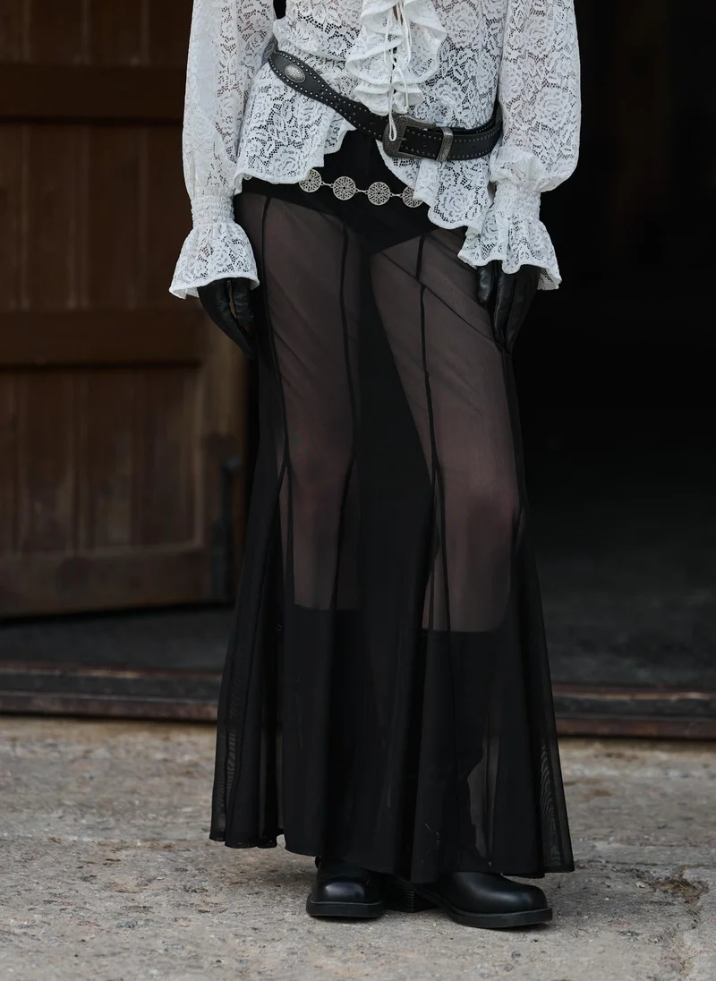 ليتشي تنورة ماكسي شبه شفافة